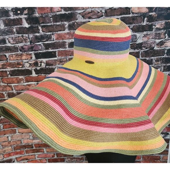 Scala, Oversized, Beach Hat, Multicolor Striped Women's Accessory - Picture 6 of 15